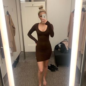 Naked Wardrobe Brown Mini Dress